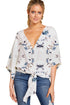 Women's Leopard Print Floral Tie Front Shirt
